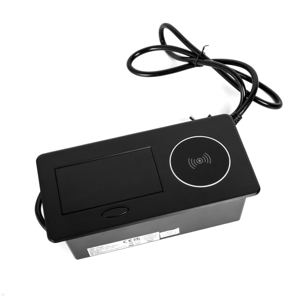 TecLines TES015B Einbau Steckdose mit USB A/C Charger, Qi, schwarz mit 1,5 m Stromkabel TecLines TES015B Einbau Steckdose mit USB A/C Charger, Qi, schwarz mit 1,5 m Stromkabel