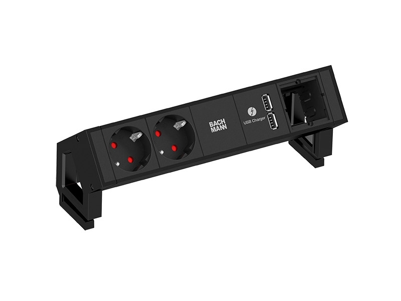 Bachmann DESK 2 2x Steckdose, 1x USB Charger, 1x Custom Modul, schwarz (902.602) Bachmann DESK 2 2x Steckdose, 1x USB Charger, 1x Custom Modul, schwarz (902.602)