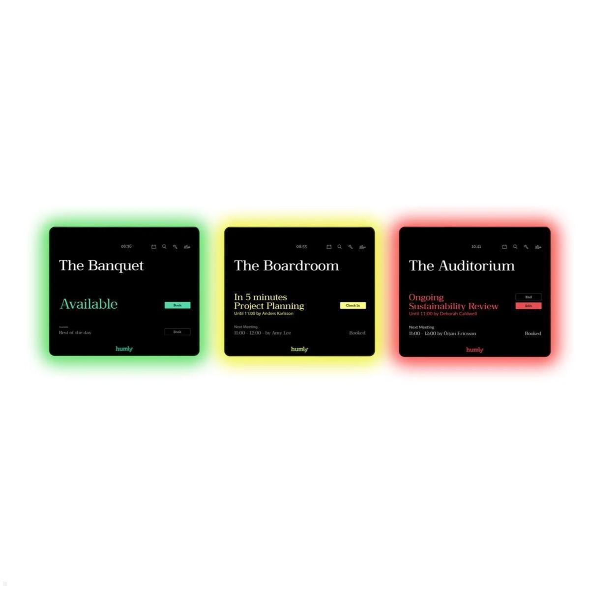 Humly Room Display Raumbuchungssystem (HUM1001) Status anhand der Farbe erkennen