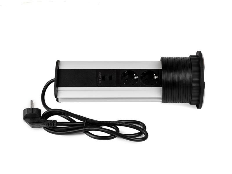 TecLines TVS001 versenkbare Steckdosenleiste 339mm, 3x Steckdose, 2x USB inkl. Zuleitung TecLines TVS001 versenkbare Steckdosenleiste 339mm, 3x Steckdose, 2x USB inkl. Zuleitung