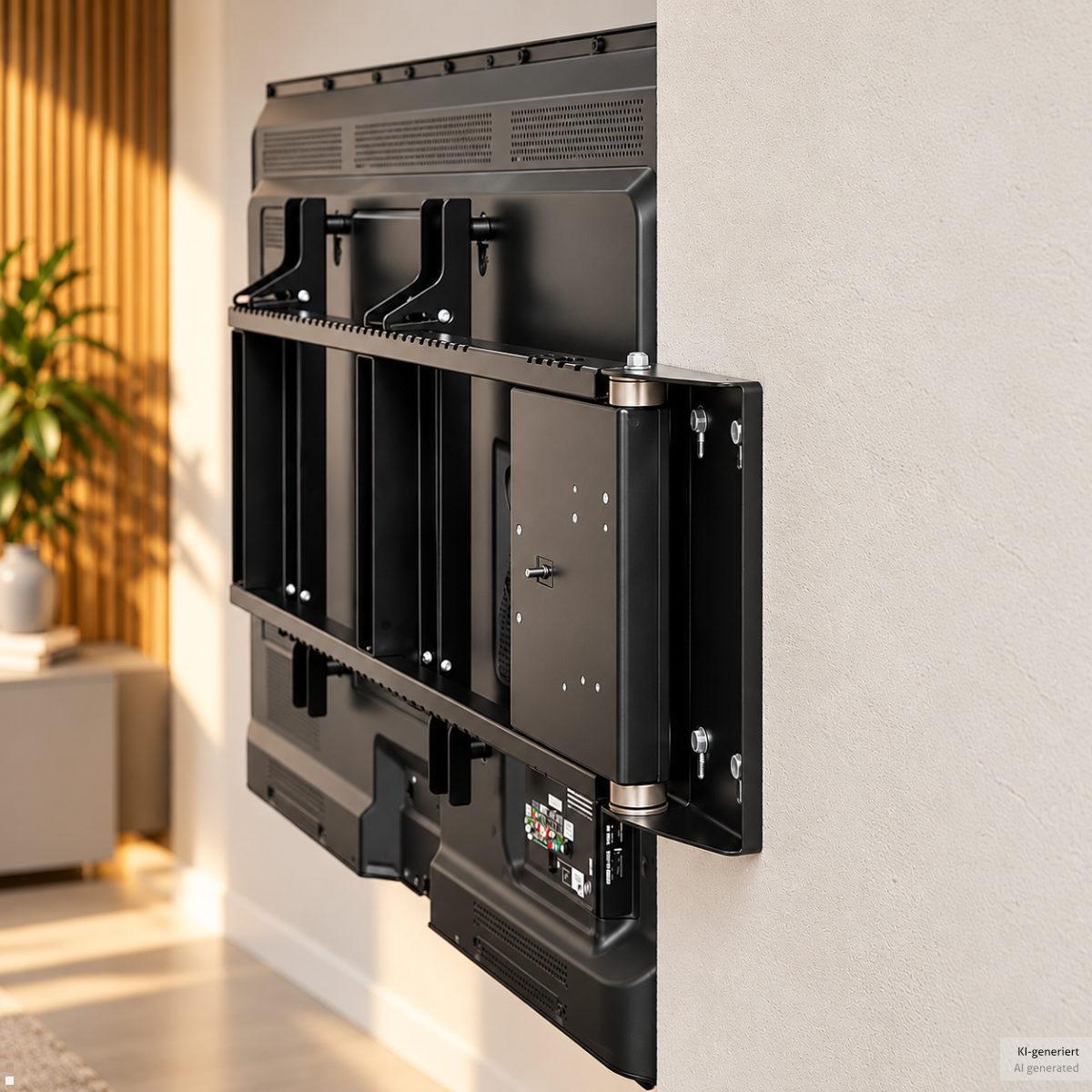 MonLines MSM08 elektrisch schwenkbare TV Wandhalterung bis 75 Zoll, schwarz, flach an der Wand