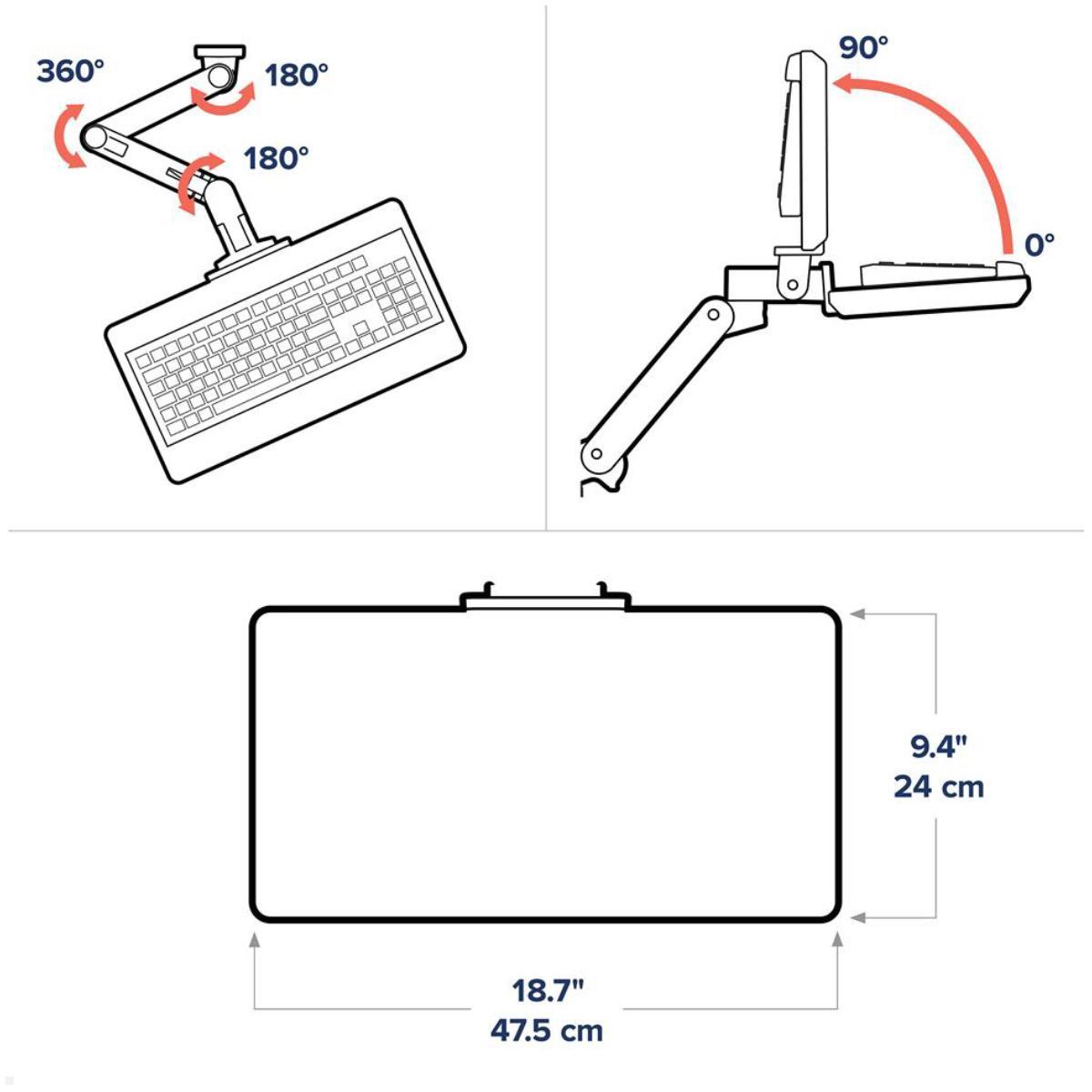 Ergotron LX Pro Monitor Tischhalterung mit Tastaturhalter, neigbarer Monitorarm für Büro