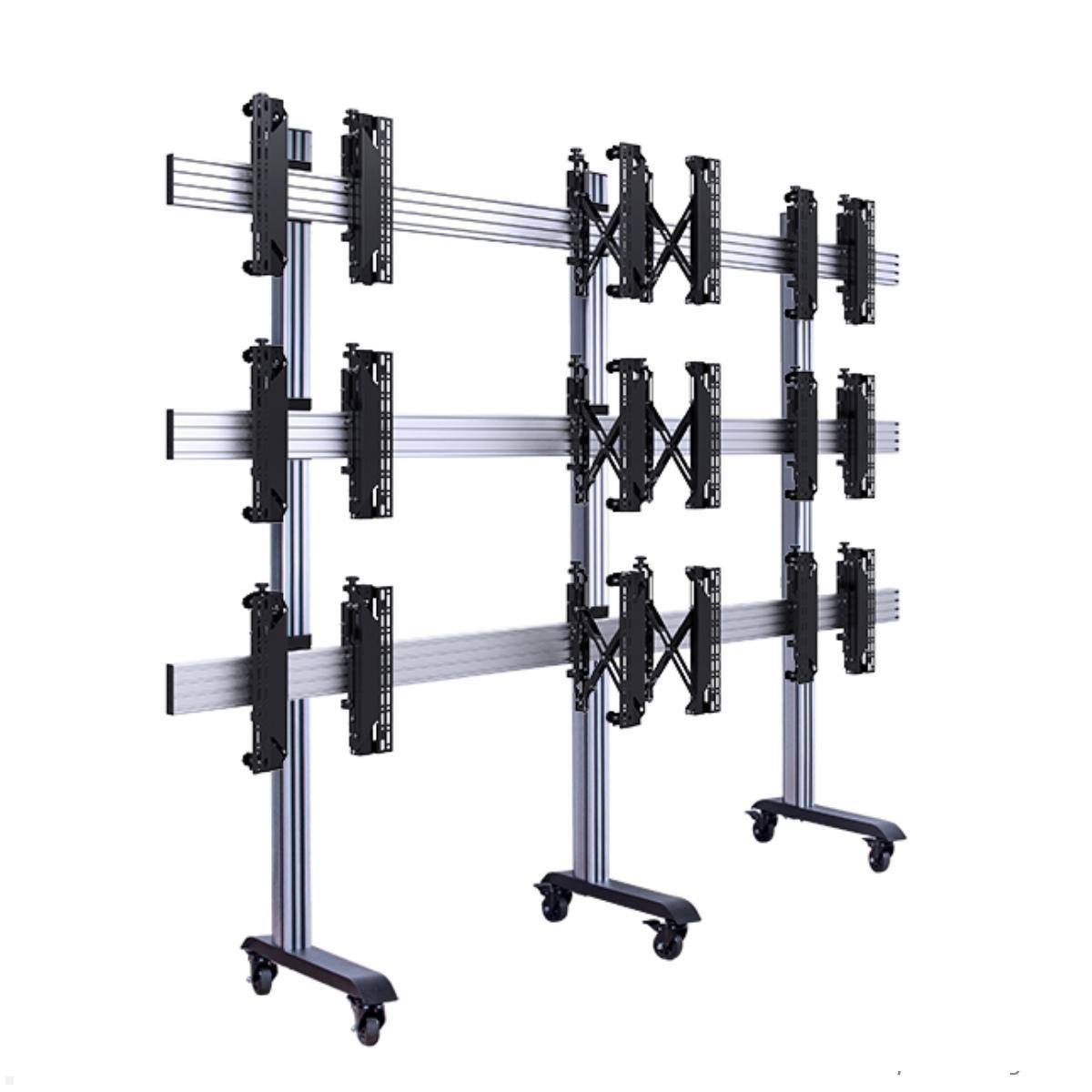 B-Tech BT8371-3x3-60/BB System X Mobiler Videowall Monitorständer 55-60 Zoll B-Tech BT8371-3x3-60/BB System X Mobiler Videowall Monitorständer 55-60 Zoll