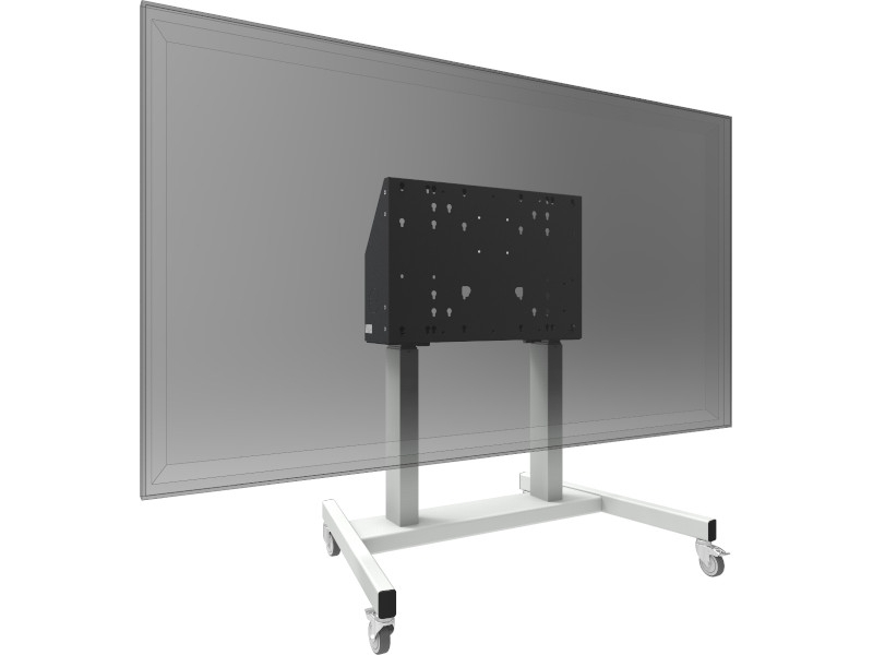 SmartMetals Mobiler Bodenlift mit Kollisionsschutz max. 86 Zoll, weiß Montagebeispiel