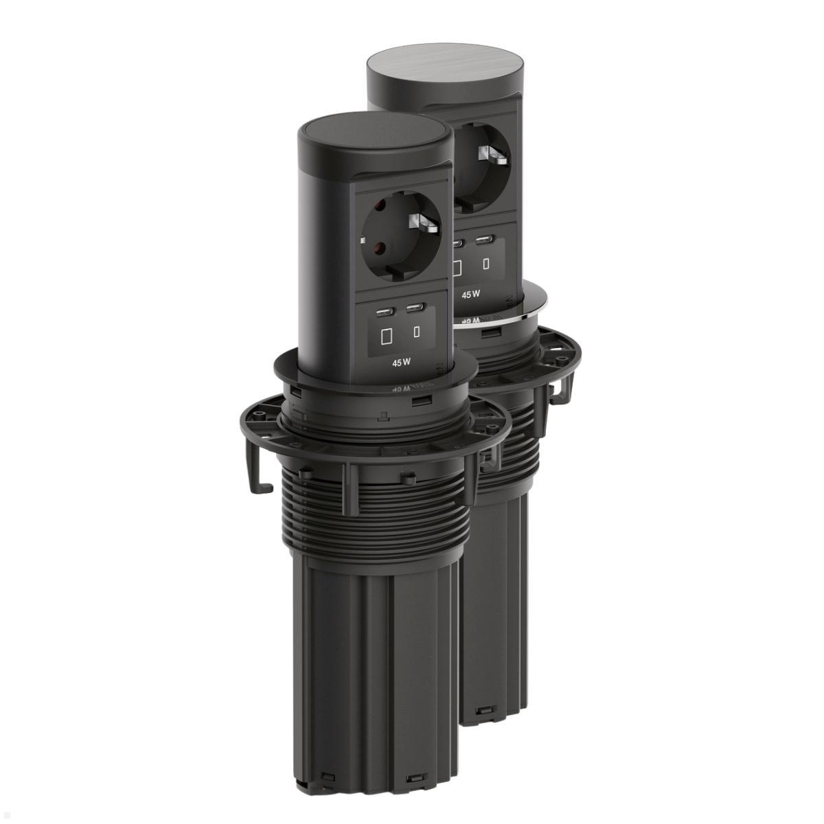 Bachmann ELEVATOR 2 versenkbare Einbausteckdose 3-fach 1x CEE7/3 2x USB-C 2m