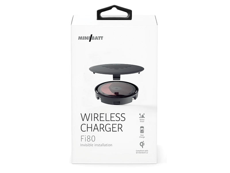 miniBatt MB-FI80 unsichtbares Qi-Ladegerät für Möbeleinbau Verpackung