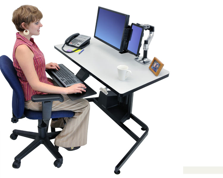 Ergotron 24-219-200 WorkFit-D Steh-Sitz-Arbeitsplatz mit Bürostuhl
