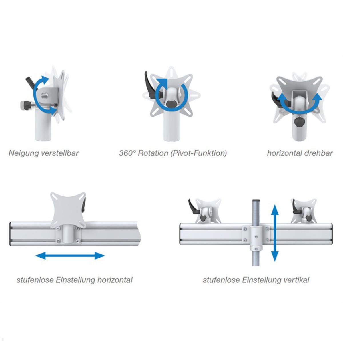 MonLines MTH306B Para 2+1 Monitor Tischhalter Standfuß bis 19 Zoll, schwarz, Beweglichkeit