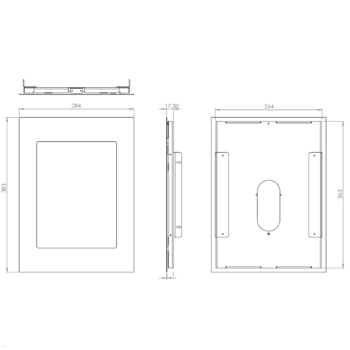 Apple iPad Pro 12.9 Tablethalterung für Wandeinbau, TWE098B, Technische Zeichnung Apple iPad Pro 12.9 Tablethalterung für Wandeinbau, TWE098B, Technische Zeichnung