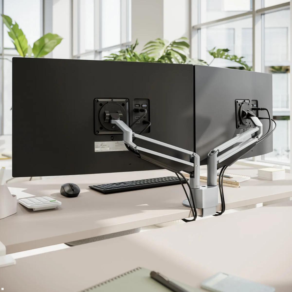 Novus Clu Duo Monitorhalterung ohne Befestigung (990+4109+000), silber, VESA 75/100 ergonomischer Doppelarm