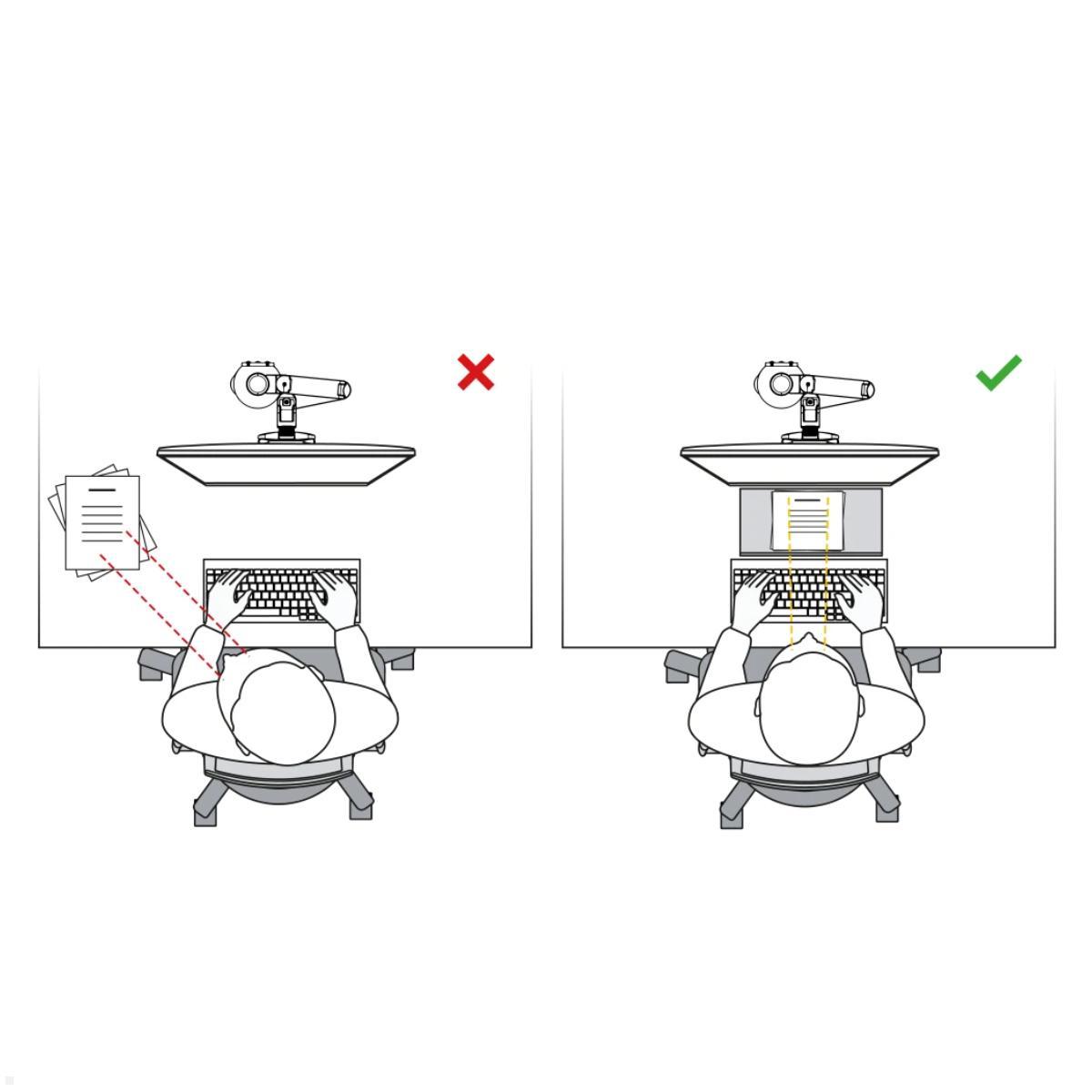 BakkerElkhuizen FlexDesk 640 Dokumentenhalter mit Lupenlineal (BNEFDESK640CR), Ergonomie