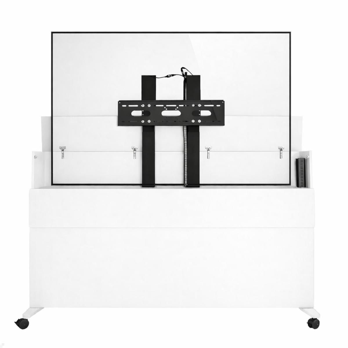 MonLines SIDEB86W mobiles Display Sideboard mit Lift bis 86 Zoll, weiß