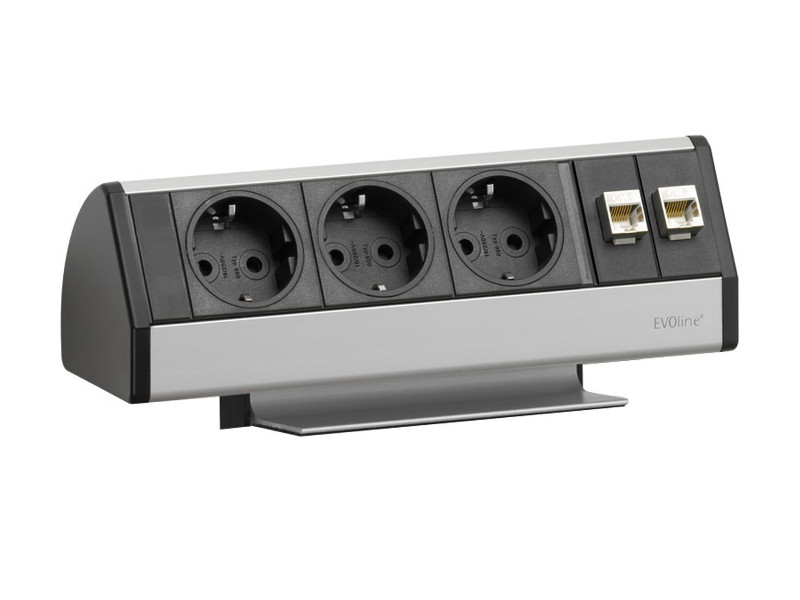 EVOline Dock Data 3x Schuko mit QuickLock front EVOline Dock Data 3x Schuko mit QuickLock front