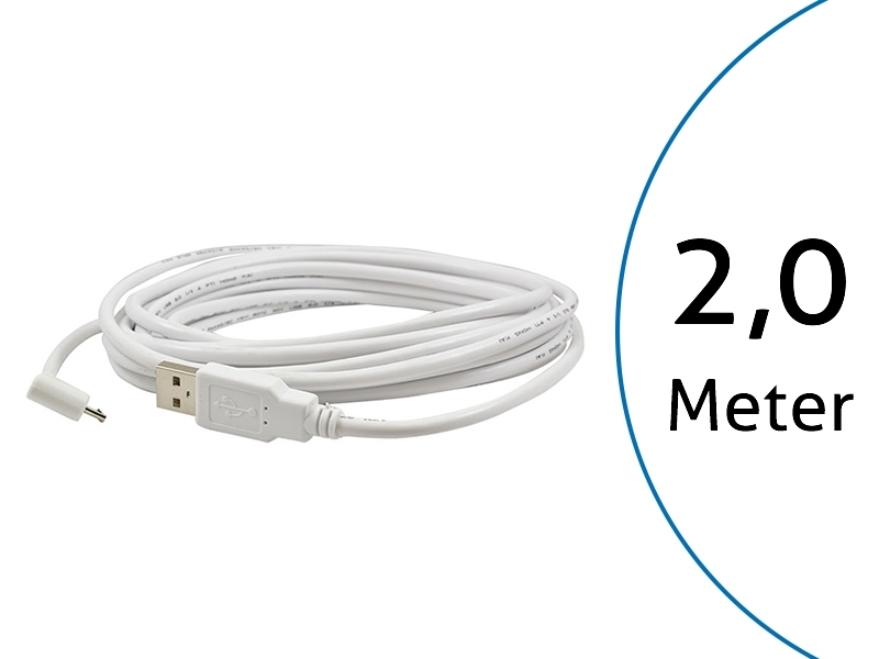 TecLines TUC002W USB Kabel 2m von Micro-B-Stecker 90° gewinkelt auf Typ A Stecker, weiß TecLines TUC002W USB Kabel 2m von Micro-B-Stecker 90° gewinkelt auf Typ A Stecker, weiß