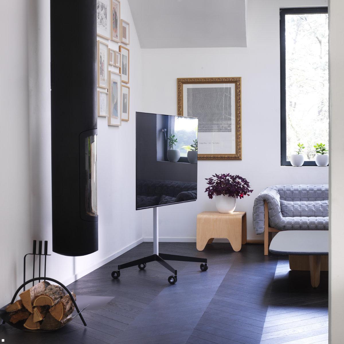 Erard KANA 1200L mobiler TV Ständer 30-55 Zoll, silber / schwarz, auf Rollen Erard KANA 1200L mobiler TV Ständer 30-55 Zoll, silber / schwarz, auf Rollen