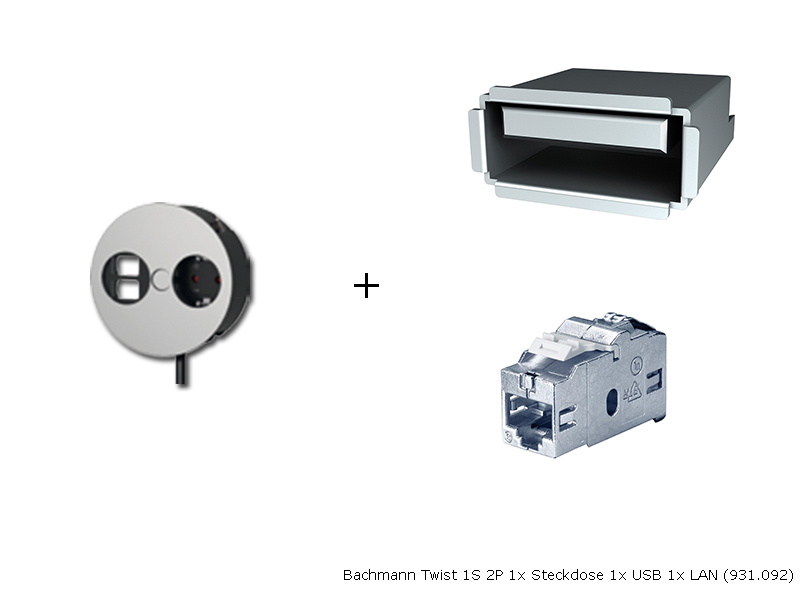 Bachmann Twist 1S 2P 1x Schuko 1x USB 1x LAN 931.092 Bachmann Twist 1S 2P 1x Schuko 1x USB 1x LAN 931.092