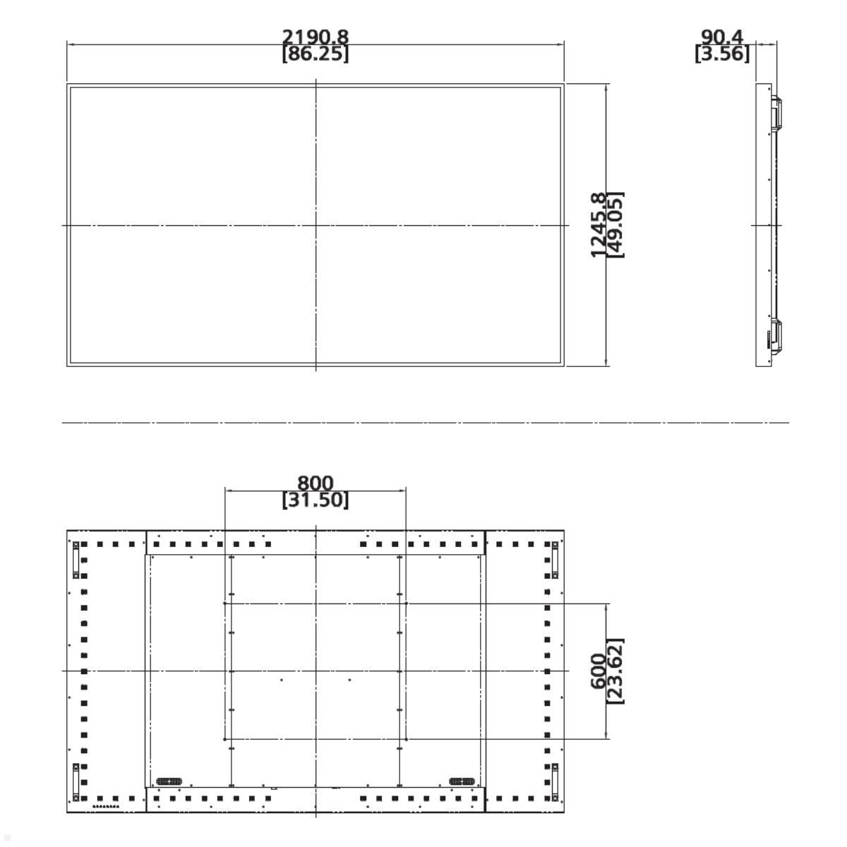 Hyundai D98XMQG Indoor Display 98Zoll UHD(4K), Maße