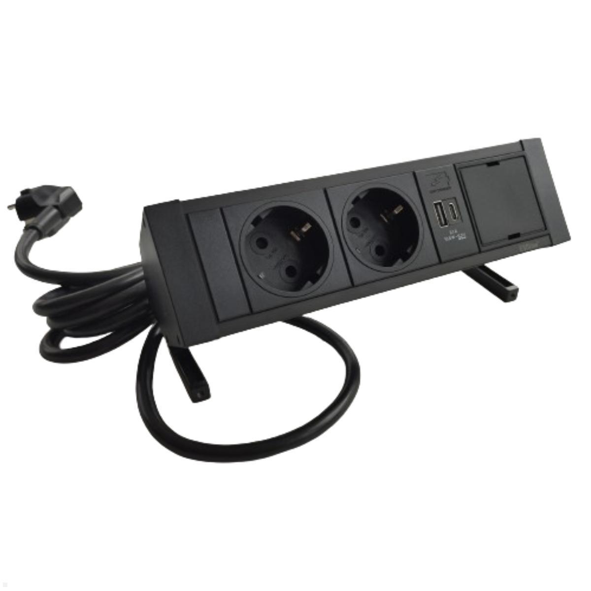 EVOline DockSquare 2-fach Steckdose USB-A/C, Leermodul und Befestigungszwinge, mit Netzanschlusskabel EVOline DockSquare 2-fach Steckdose USB-A/C, Leermodul und Befestigungszwinge, mit Netzanschlusskabel