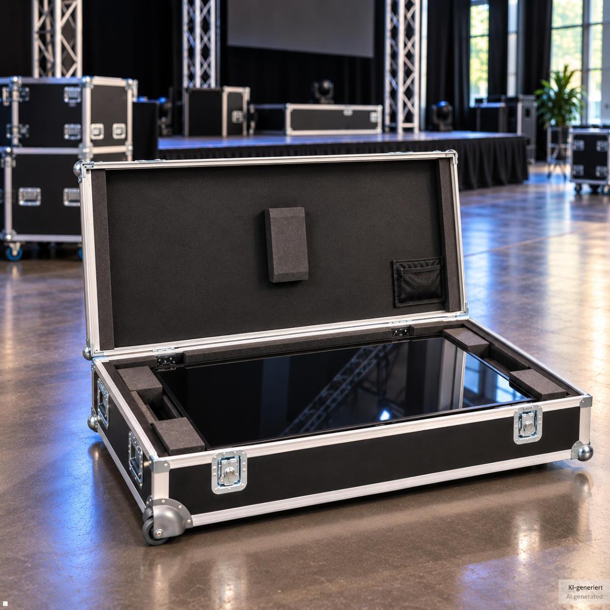 MonLines MTK049B Display Transportkoffer 49 Zoll, Flightcase Kugelecken Aluminium