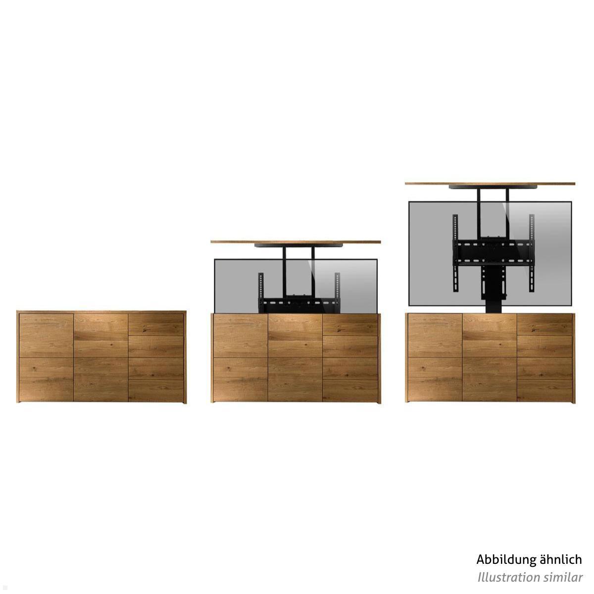 MonLines MLS005B Einbau TV Lift 32-48 Zoll elektrisch, 670 Hub, schwarz, Ausfahrbar aus Möbelstück