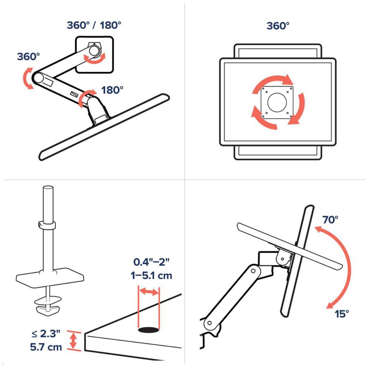 Ergotron LX Pro dual Monitorhalterung Durchtisch, hohe Säule, Schwenkbar, neigbar, drehbar
