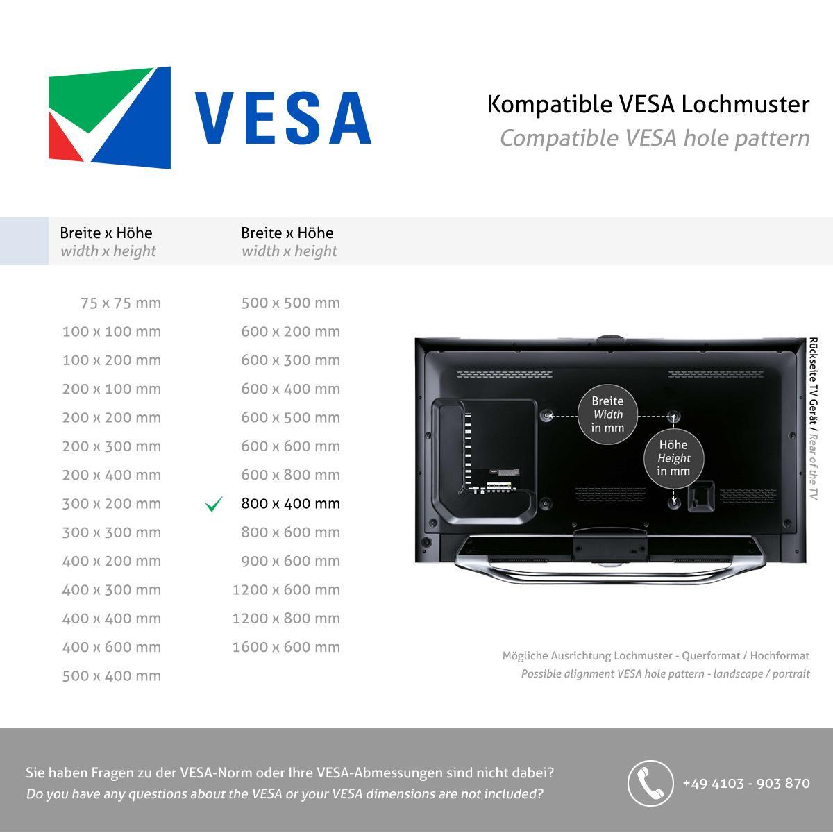 MonLines V102 VESA Adapter Erweiterung von 400 auf 800mm, schwarz, VESA Standard