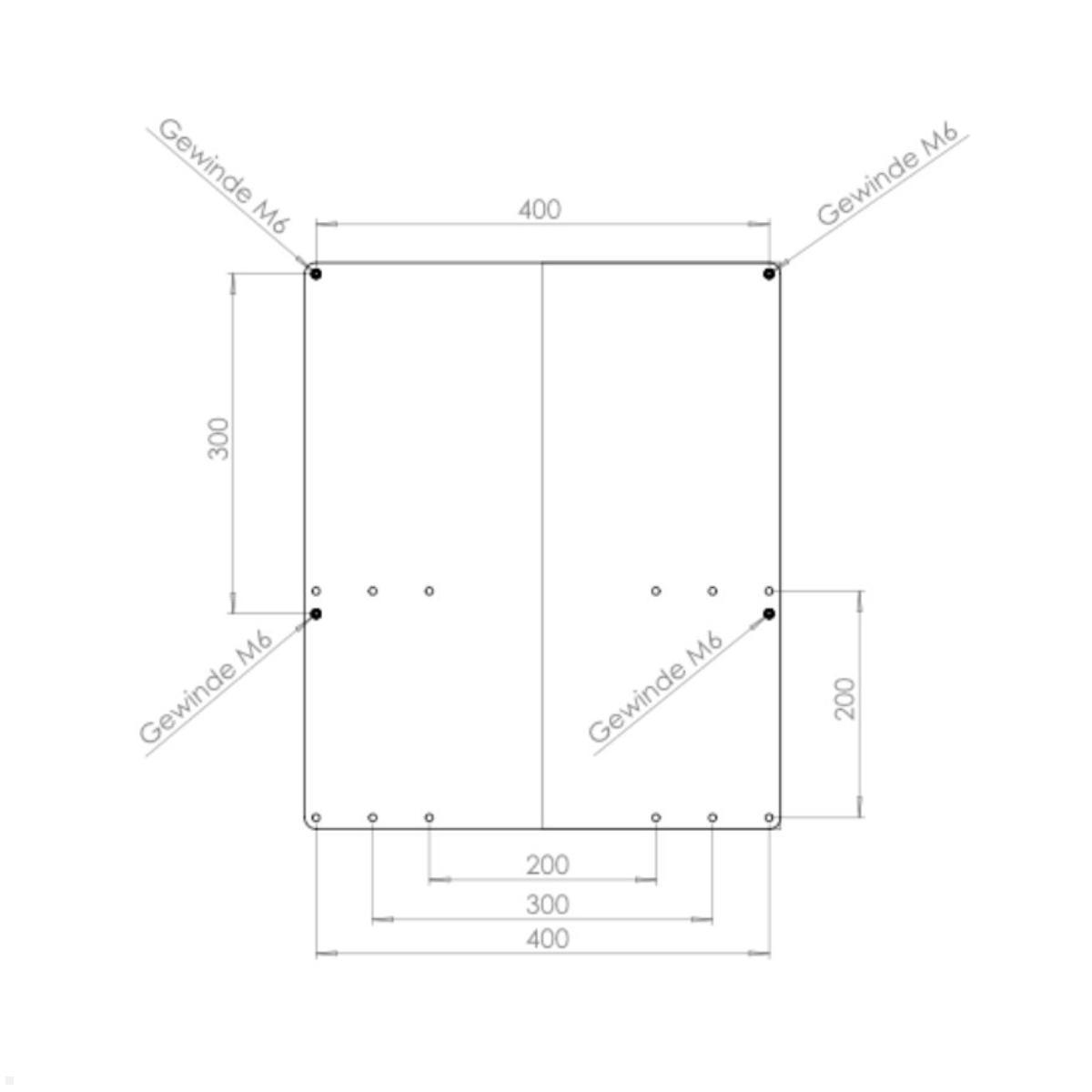 MonLines V100 Adapter für den Versatz der VESA von unter auf Bildschirmmitte, Maße