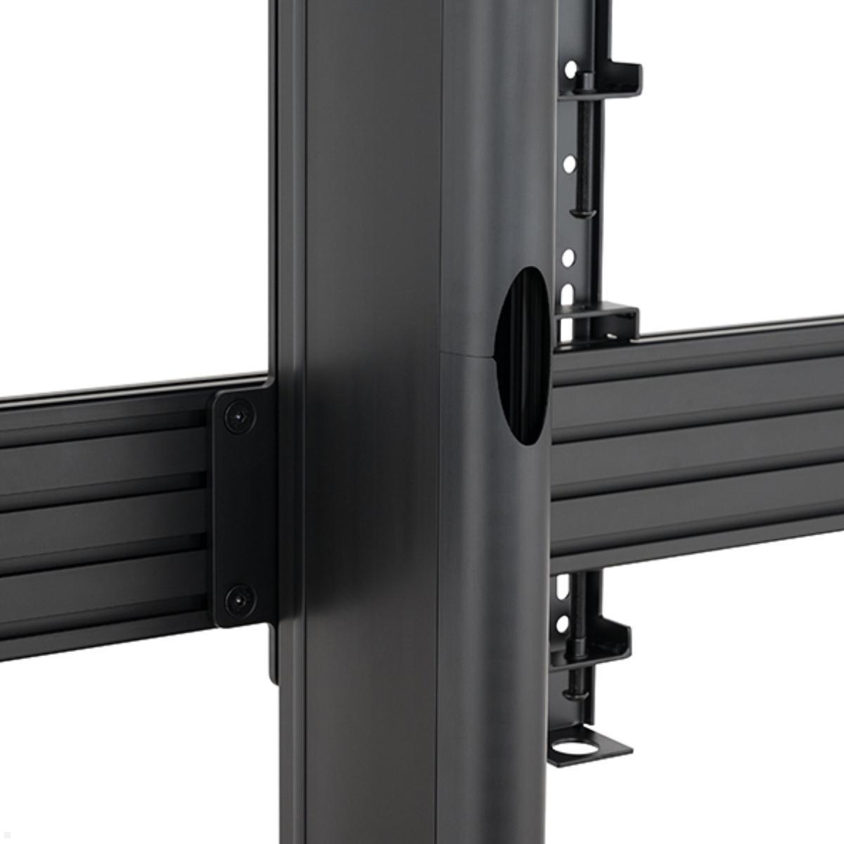 B-Tech BT8518/B mobiler Monitorständer für 2 Bildschirme 70 - 86 Zoll, schwarz Detail Kabelmanagement B-Tech BT8518/B mobiler Monitorständer für 2 Bildschirme 70 - 86 Zoll, schwarz Detail Kabelmanagement