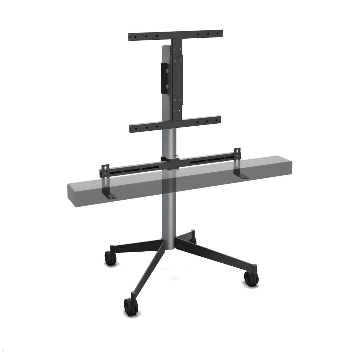 Erard KANA 1200L mobiler TV Ständer mit Soundbarhalter 30-55 Zoll, silber / schwarz Erard KANA 1200L mobiler TV Ständer mit Soundbarhalter 30-55 Zoll, silber / schwarz