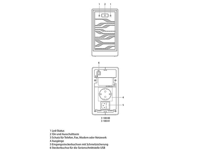 Legrand USV NIKY 800 1x Schutzkontaktsteckdose USB technische Zeichnung