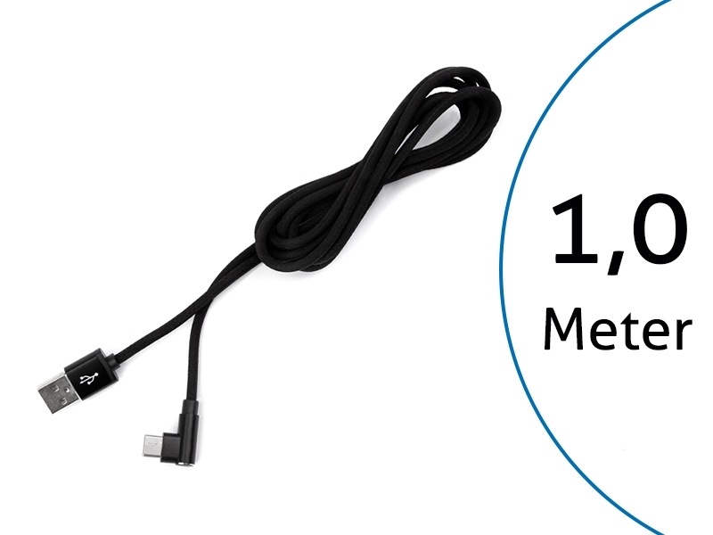TecLines TUC007B USB auf USB C Kabel 90° gewinkelt 1m, schwarz
