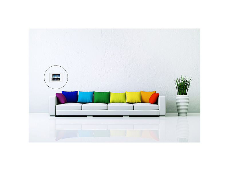 iRoom fixDock 53fixDock-iPad-w Tablet Wandeinbau für iPad 2/3/4 Glasfront weiß Wohnzimmer