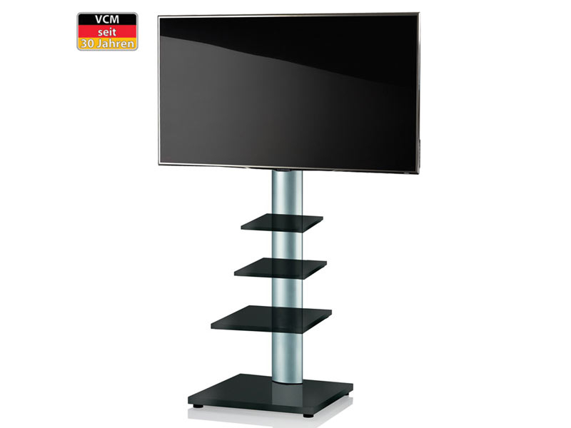 VCM Rahu Schwarzlack TV Ständer mit 3 Regalen