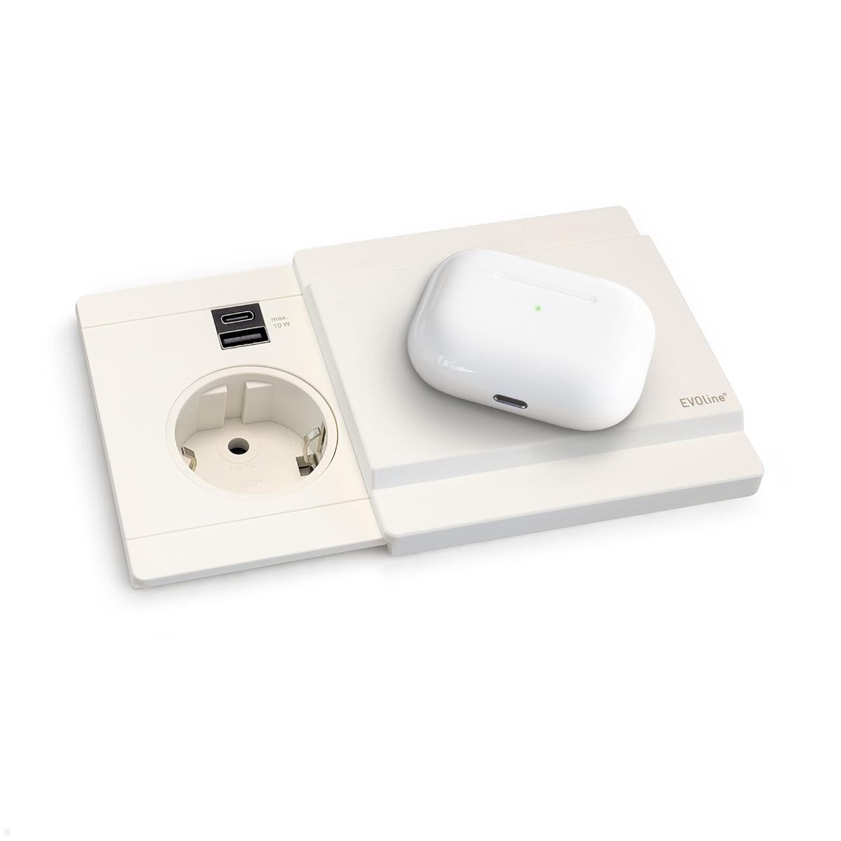EVOline Schiebedeckel mit magnetischer Qi Ladefunktion für Circle80 USB 18W, weiß, Kopfhörer Ladestation