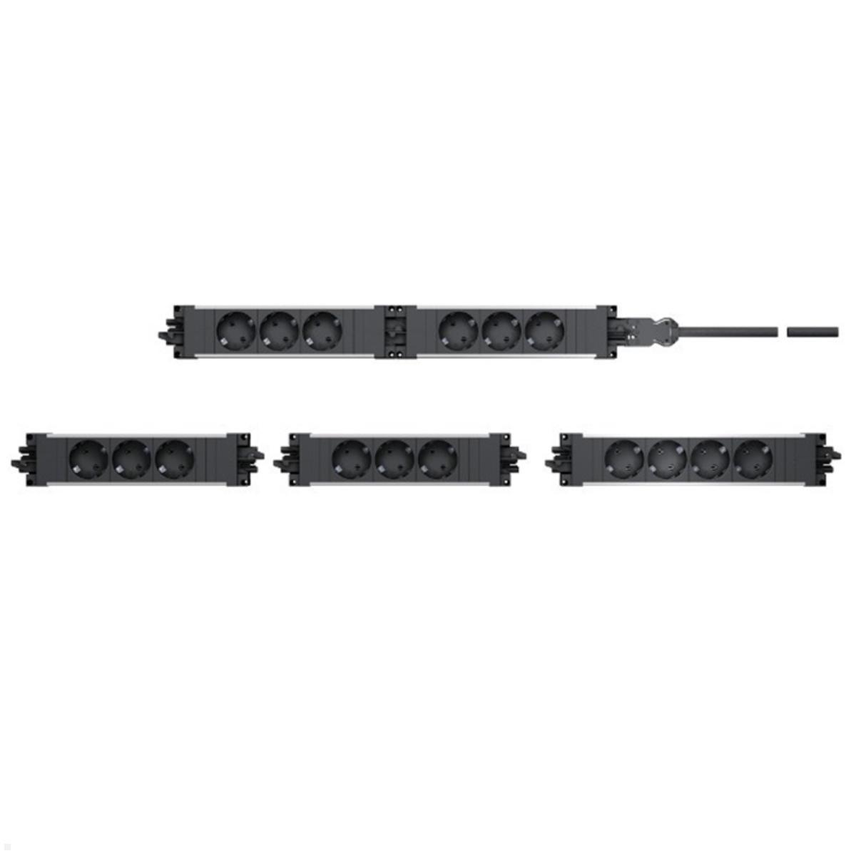 Bachmann STEP ALU 3-fach Steckdosenleiste mit 1x CM (906.0237) Kaskadierung