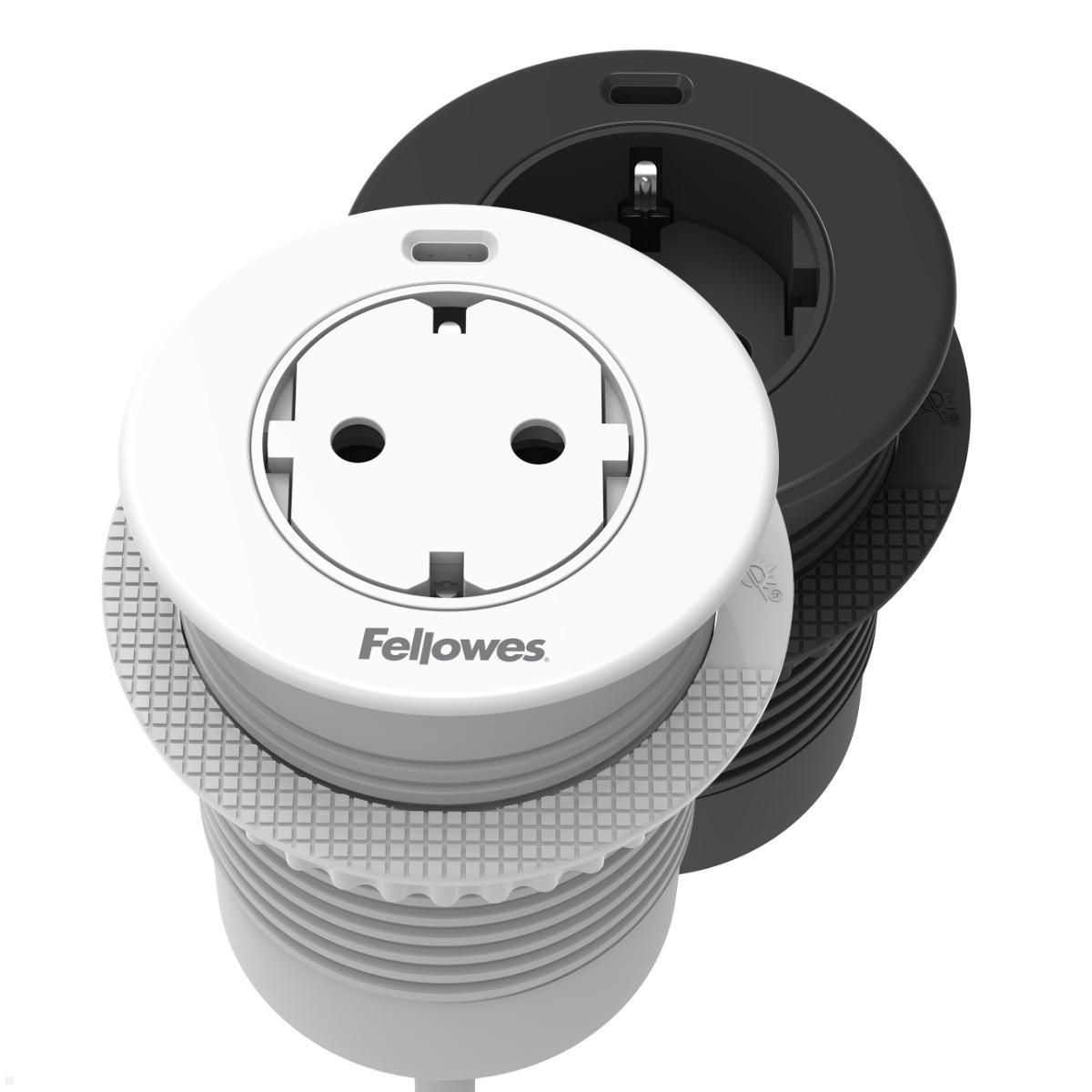 Fellowes Power-Spot Push Einbausteckdose mit USB-C Charger 30W, Farbauswahl