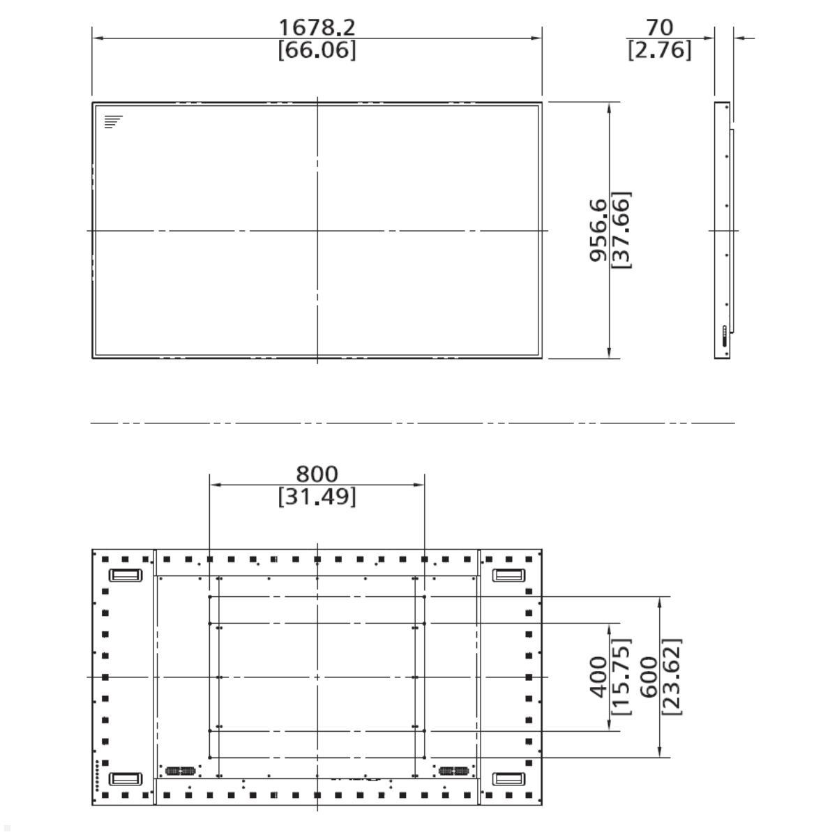 Hyundai D75XMQG Indoor Display 75 Zoll UHD(4K), Maße