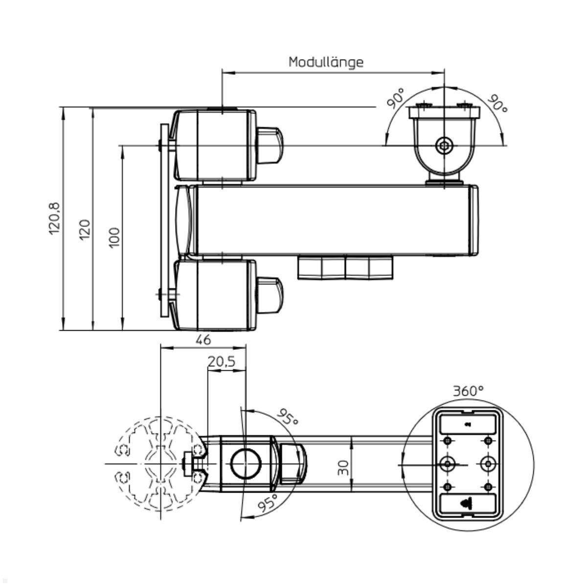 Novus POS Connect M 200 Tragarm (852+2835+000), schwarz Maße