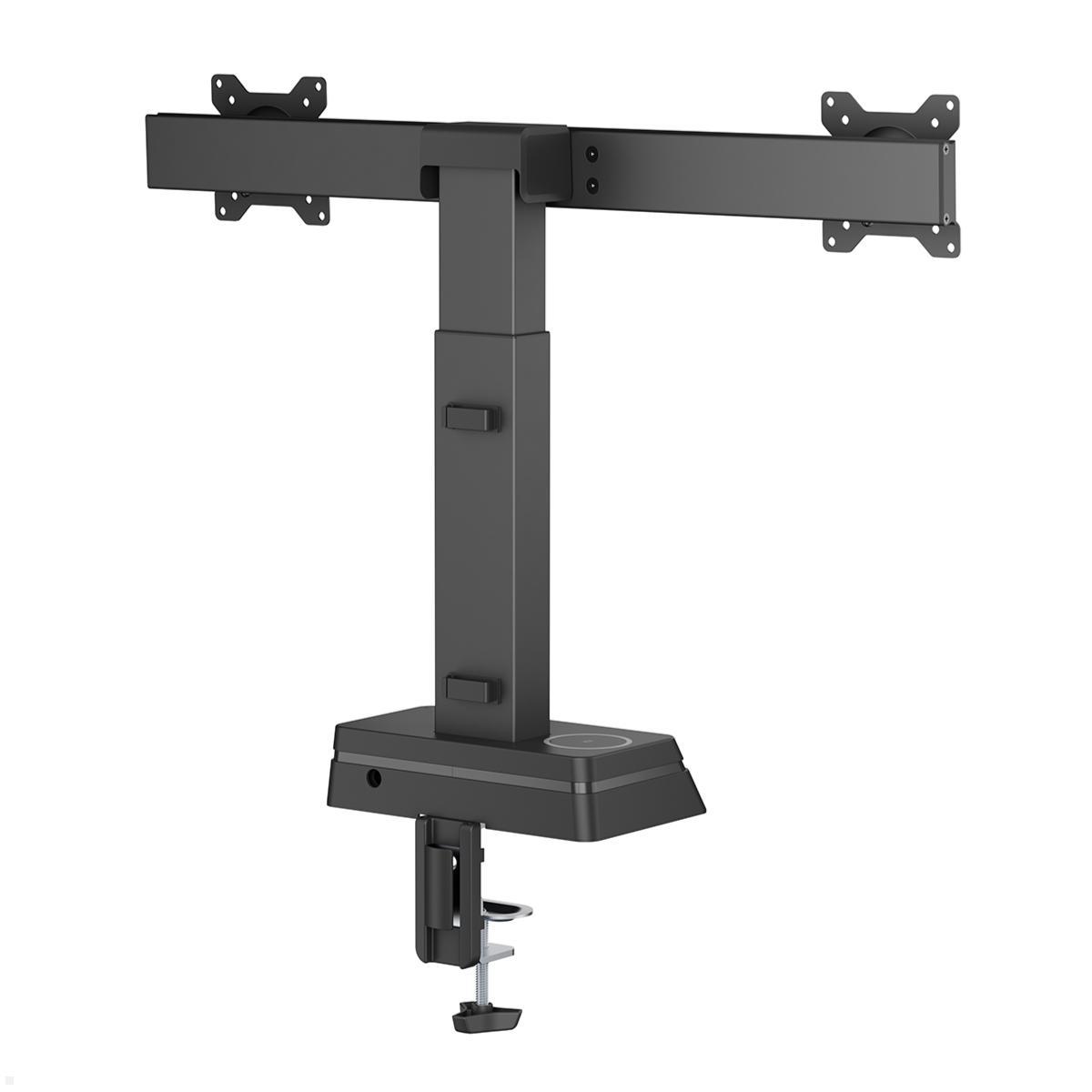 MonLines MTH021B dual Monitor Tischhalterung elektrisch 17 - 27 Zoll, schwarz, Ansicht von hinten