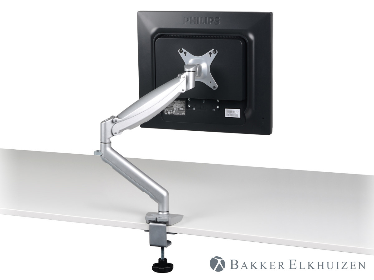 BakkerElkhuizen Tisch Monitorhalterung mit Klemme bis 24 Zoll, silber
