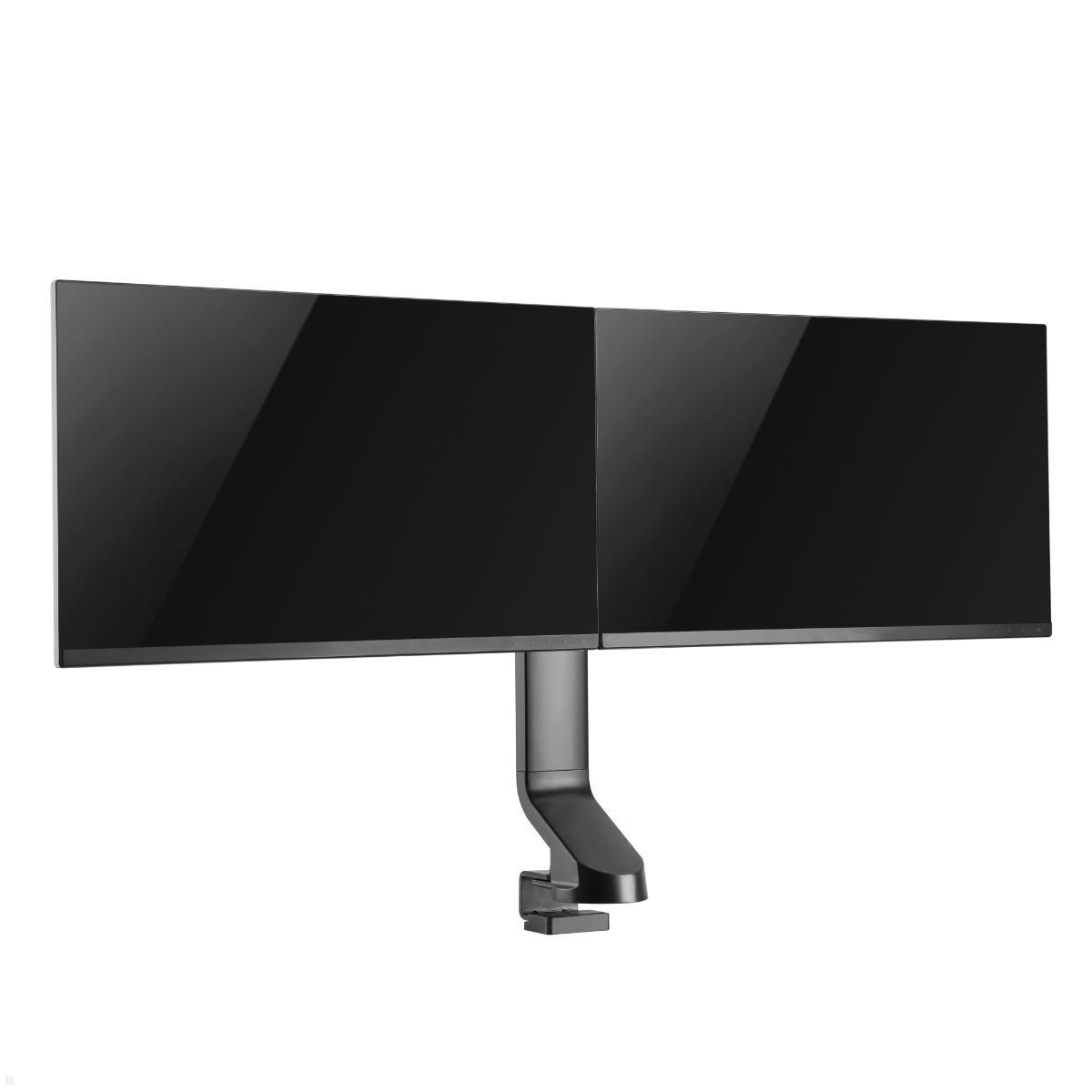 MonLines MTH022B dual Monitor Tischhalterung bis 32 Zoll, höhenverstellbar, schwarz, 2 Monitor Tischhalterung