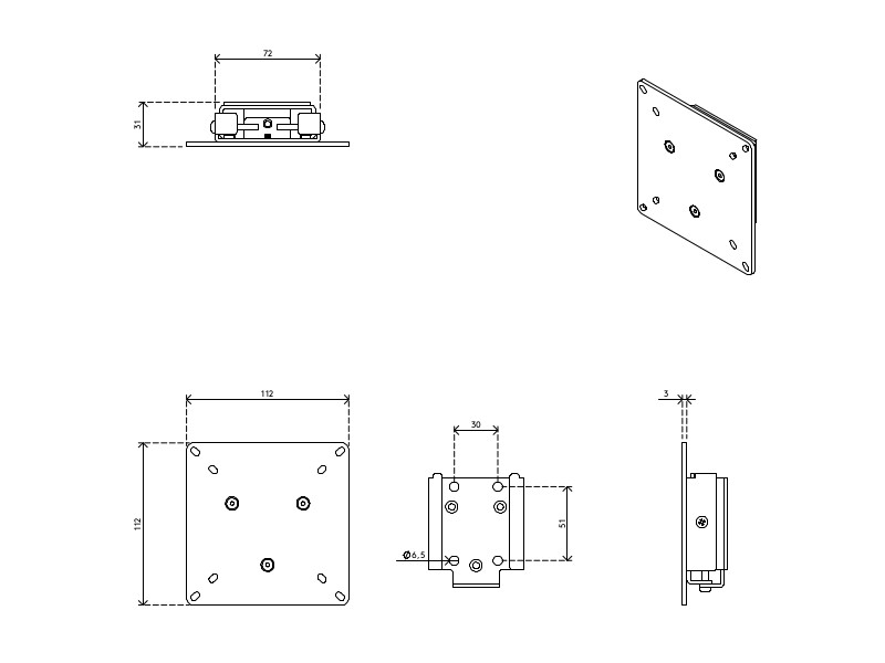 Dataflex flache Wandhalterung Monitor (53.063)