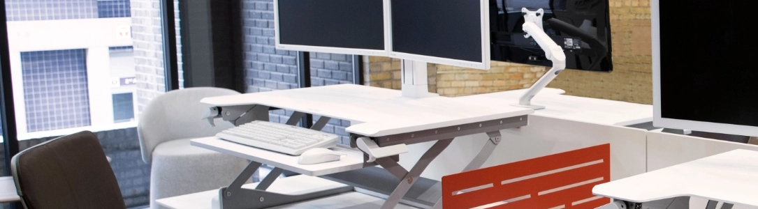 StehSitz Schreibtische / Wandler für 10-36 Zoll Monitore