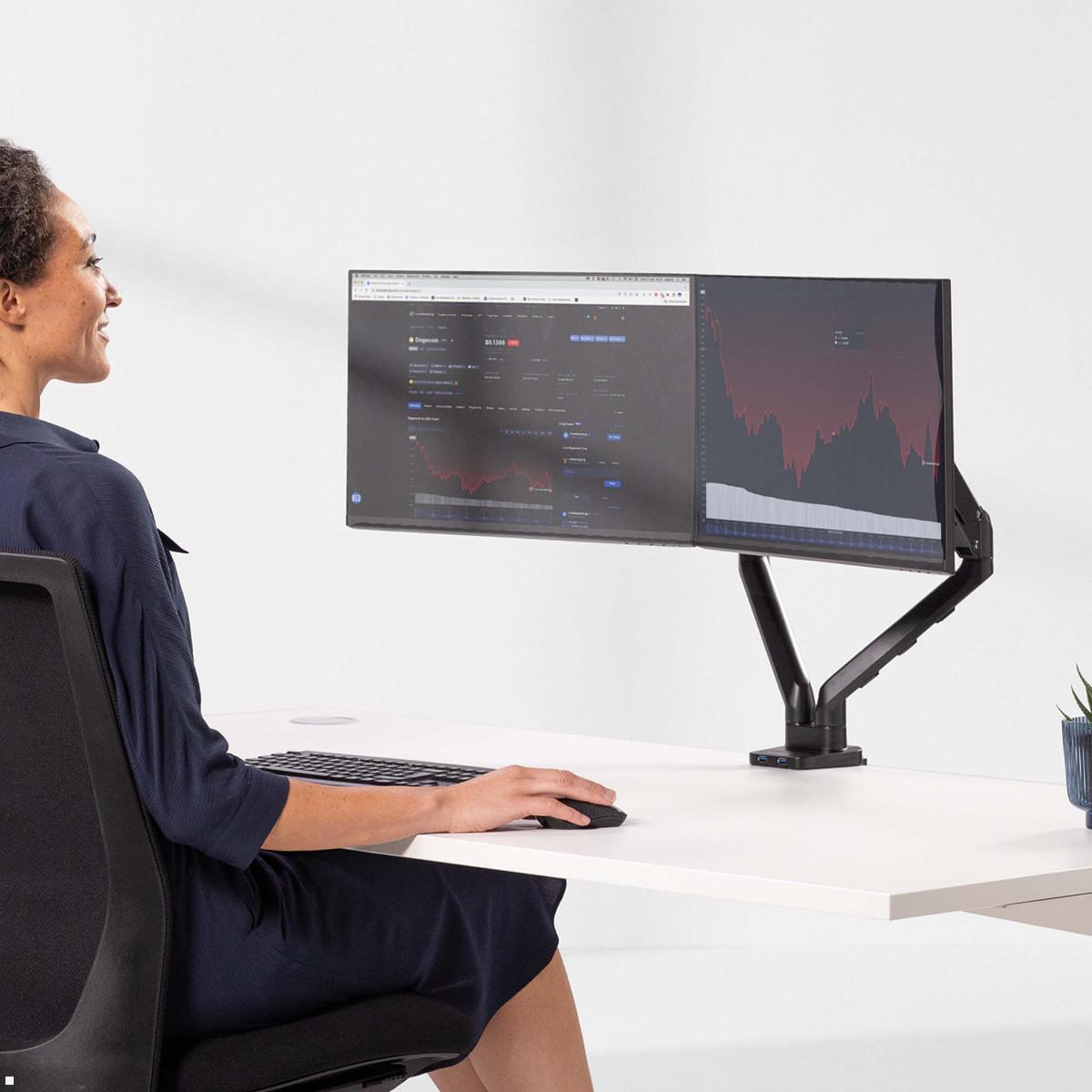 Fellowes Monitorarm Platinum für 2 Monitore nebeneinander, Anwendungsbeispiel