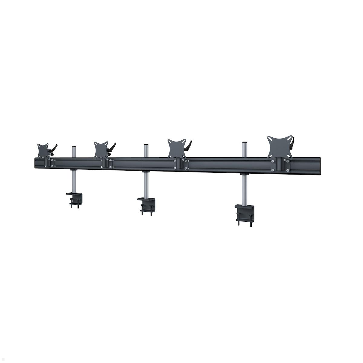 MonLines MTH284B Flat 4-fach Monitorhalterung mit Tischklemme bis 32 Zoll, schwarz