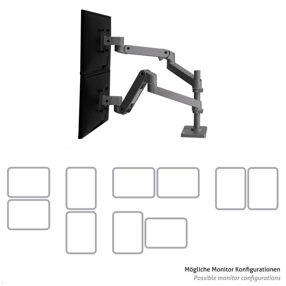 Ergotron LX Pro Dual Monitor Tischhalterung mit hoher Säule (45-690-293), grau, Bildschirm Konfigurationen