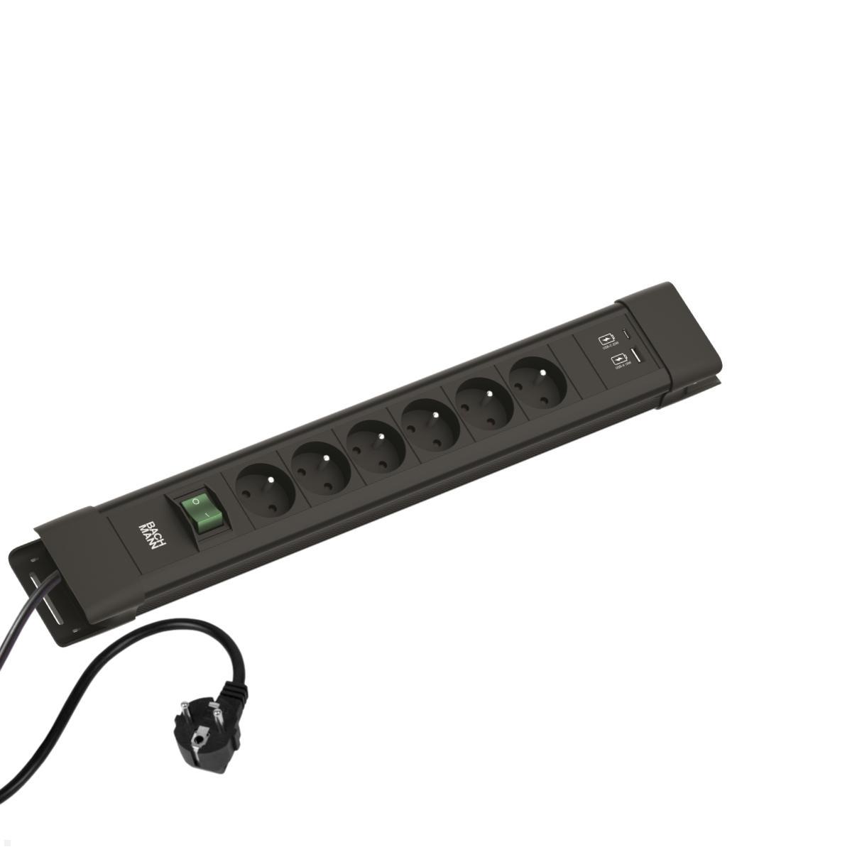 Bachmann CONNECTUS 6x UTE Steckdose, 1x USB A/C, 1x Schalter, schwarz (BM005941) Bachmann CONNECTUS 6x UTE Steckdose, 1x USB A/C, 1x Schalter, schwarz (BM005941)