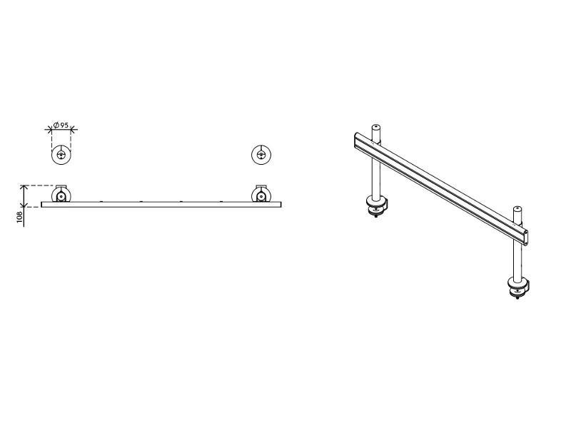 Dataflex Viewlite Schienensystem Slatwall für den Tisch 1200mm (58.702)Maße
