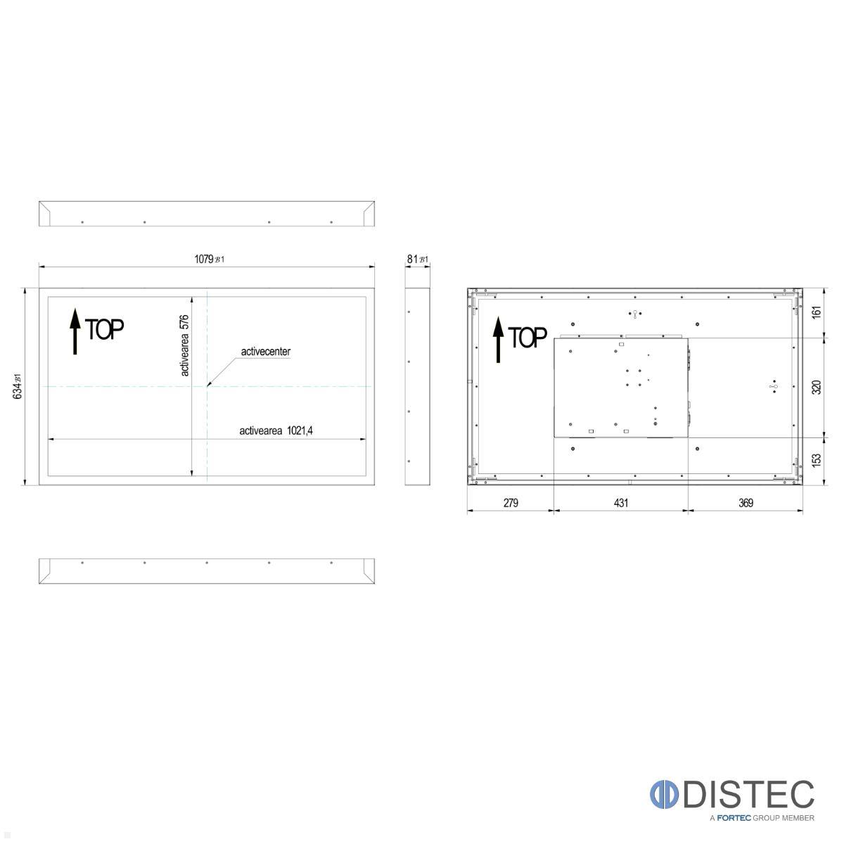 Distec BLO-Line A1 Brandschutz Monitor 46 Zoll IQ Atom Blende quer (DS-92-054Q) technische Zeichnung Distec BLO-Line A1 Brandschutz Monitor 46 Zoll IQ Atom Blende quer (DS-92-054Q) technische Zeichnung