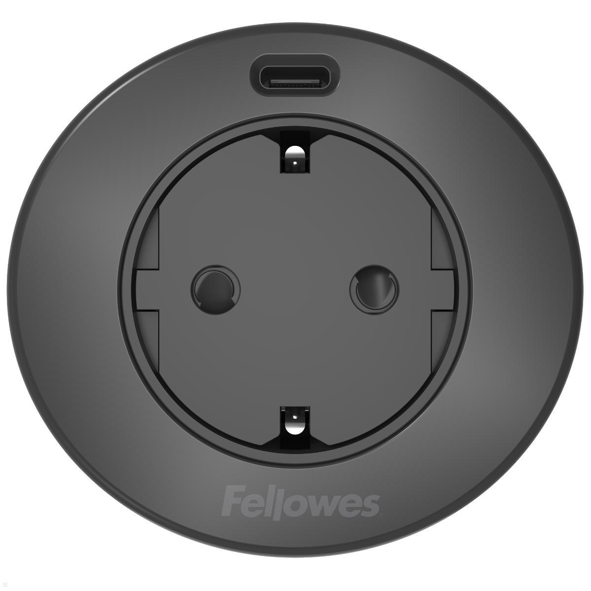 Fellowes Power-Spot Push Einbausteckdose mit USB-C Charger 30W, Draufsicht